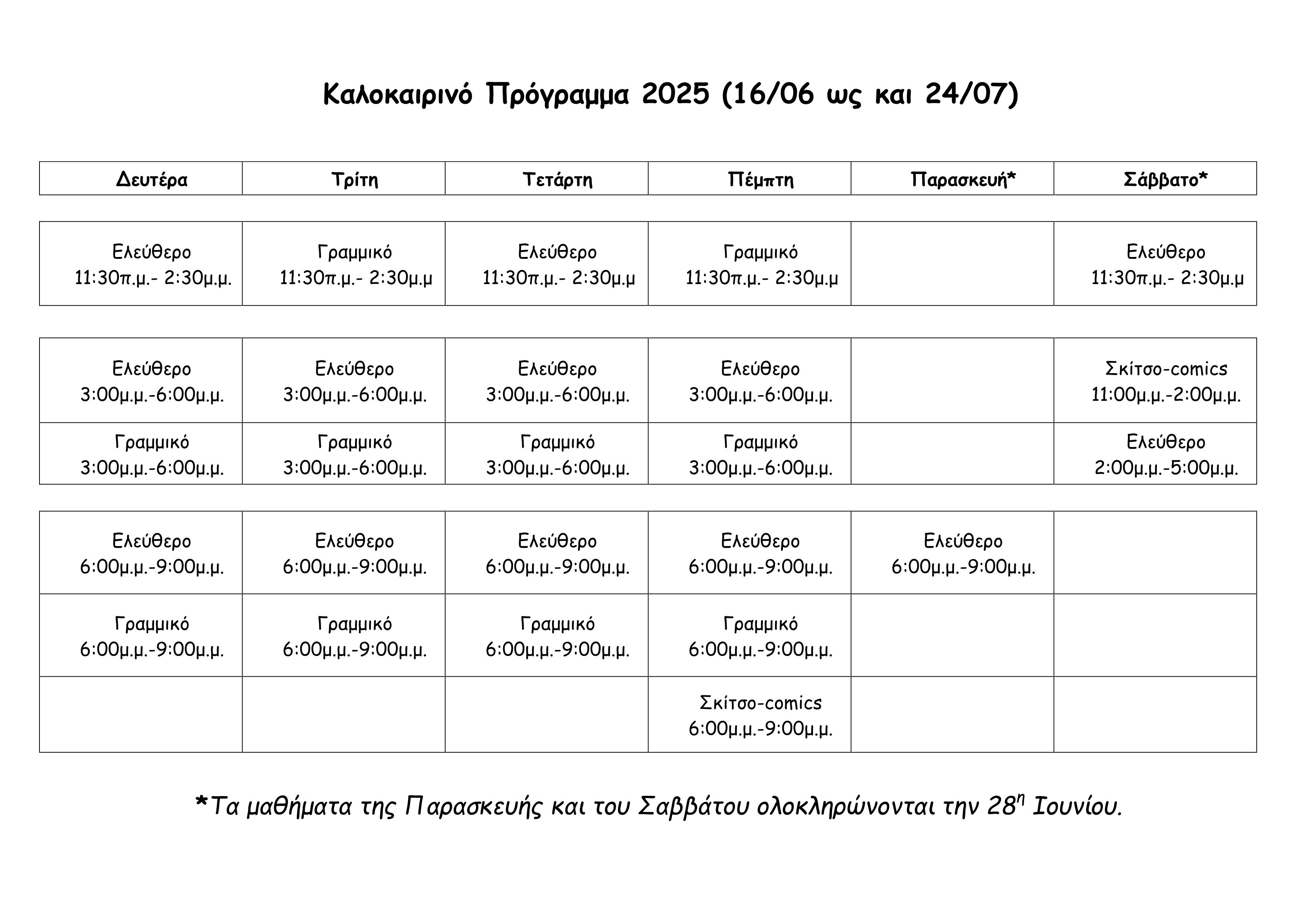 kalokairi 2025 lykeio